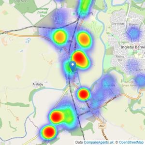 Bridgfords - Yarm listings heatmap