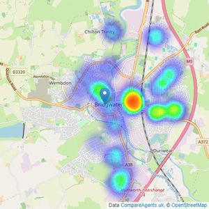 Brightest move - Bridgwater listings heatmap