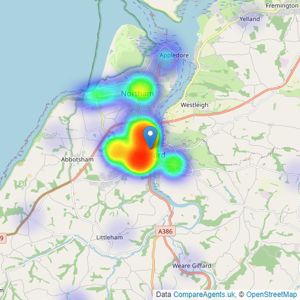 Brights - Bideford listings heatmap