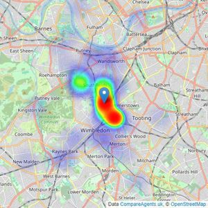 Brinkley's Estate Agents - Wimbledon Park and Southfields listings heatmap