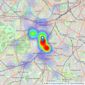 Brinkley's Estate Agents - Wimbledon Park and Southfields listings heatmap