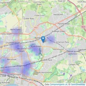 Brookings - Romford listings heatmap