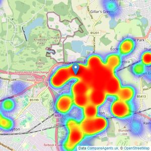 Brooks Estate and Letting Agents Ltd - Prescot listings heatmap