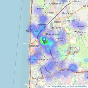 Broomheads Estate Agents - Blackpool listings heatmap