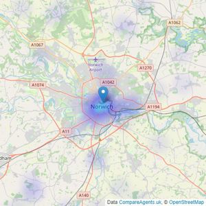 Brown & Co - Norwich listings heatmap