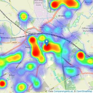 Brown & Cockerill Estate Agents - Rugby listings heatmap