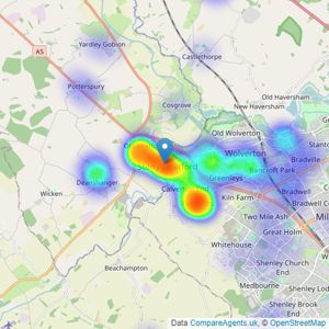 Brown & Merry - Stony Stratford listings heatmap