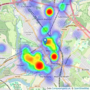 Brown & Merry - Watford listings heatmap