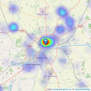 Brown&CoJHWalter - Lincoln City Centre listings heatmap