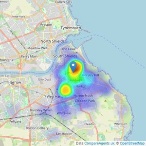 Browns Estate Agents - South Shields listings heatmap