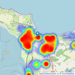 Bryan Davies + Associates - Llandudno listings heatmap