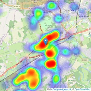 Burns & Webber - Farnham listings heatmap