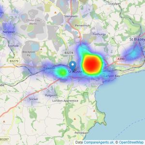 Burrows Estate Agents - St Austell listings heatmap