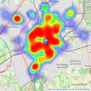 Butlers - Sutton listings heatmap