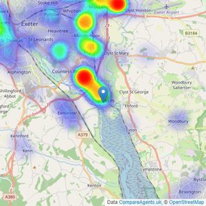 Butt Estates - Exeter listings heatmap