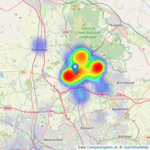 Butters John Bee - Cannock listings heatmap