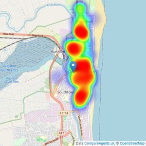 Bycroft Estate Agents - Great Yarmouth listings heatmap