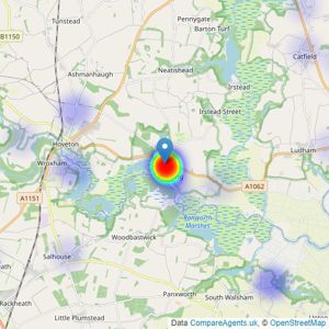 Bycroft Estate Agents - Norfolk Broads listings heatmap