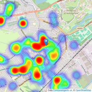 C P Walker & Son - Beeston listings heatmap