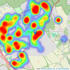 Cairds The Estate Agents - Ashtead listings heatmap