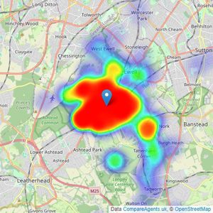 Cairds The Estate Agents - Epsom - SALES listings heatmap