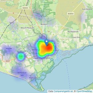 Caldwells Estate Agents - Lymington listings heatmap