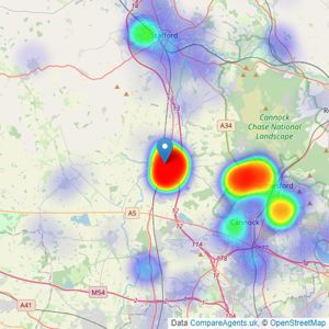 Caley & Kulin - Staffordshire listings heatmap