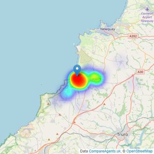 Camel Homes - Perranporth listings heatmap