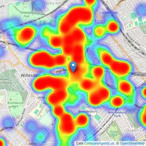 Camerons Stiff & Co - Willesden Green, London, Sales listings heatmap