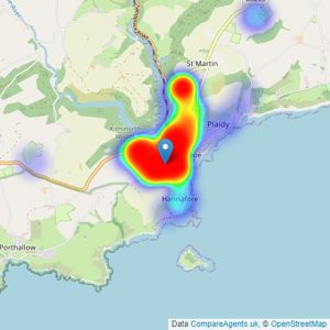 Carla Jones Estate Agents - Cornwall listings heatmap