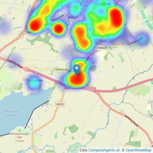 Carter and King Estate Agents - Rugby listings heatmap