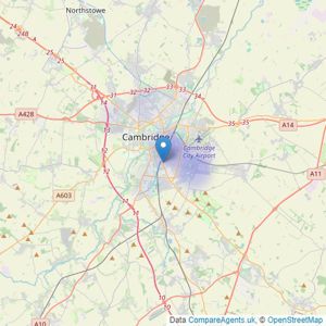 Carter Jonas - Cambridge New Homes listings heatmap