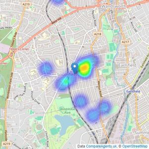 Carter Jonas - Southfields listings heatmap