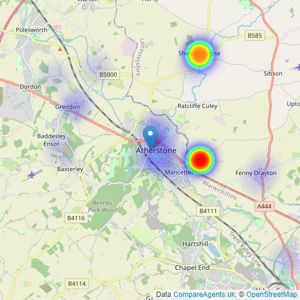 Carters Estate Agents - Atherstone listings heatmap