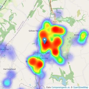 Carters Estate Agents Ltd - Biddulph listings heatmap