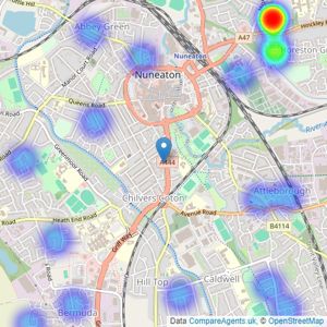 Cartwright Hands - Nuneaton listings heatmap