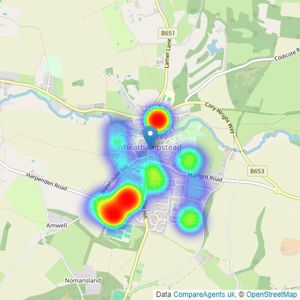 Cassidy & Tate - Wheathampstead (Village & Country) listings heatmap