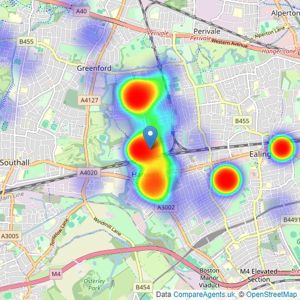 Castle Residential - Hanwell listings heatmap