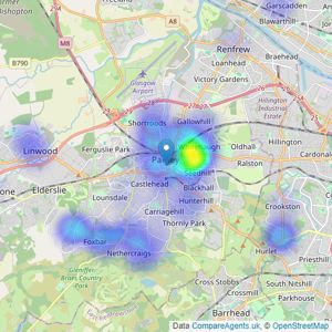 Castlehead Properties - Paisley listings heatmap