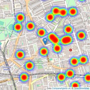 Castles Estate Agents - Hackney listings heatmap