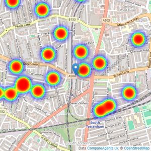 Castles Estate Agents - Tottenham listings heatmap