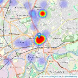 Cavendish Residential - Nottingham listings heatmap