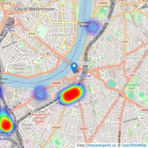 CBRE Residential - Nine Elms listings heatmap