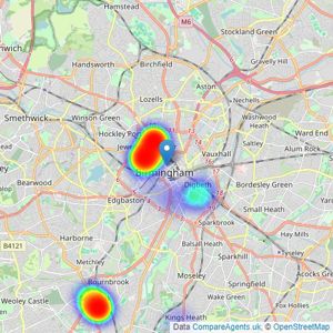 Centrick New Homes - Birmingham listings heatmap