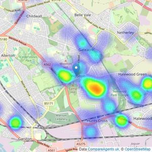 Century 21 Liverpool - Liverpool South listings heatmap