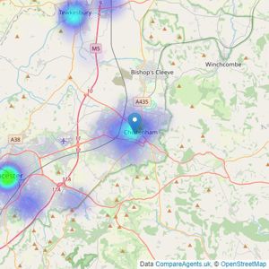 CGT Sales Ltd - Cheltenham listings heatmap