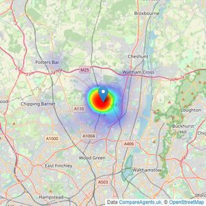 Chamberlains - Enfield listings heatmap