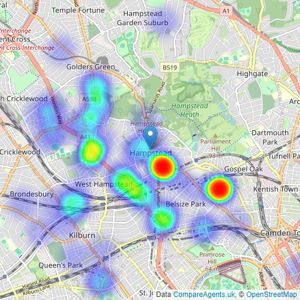 Chancellors - Hampstead listings heatmap