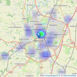 Chancellors - Worcester listings heatmap