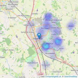 Chandlers - Stevenage listings heatmap